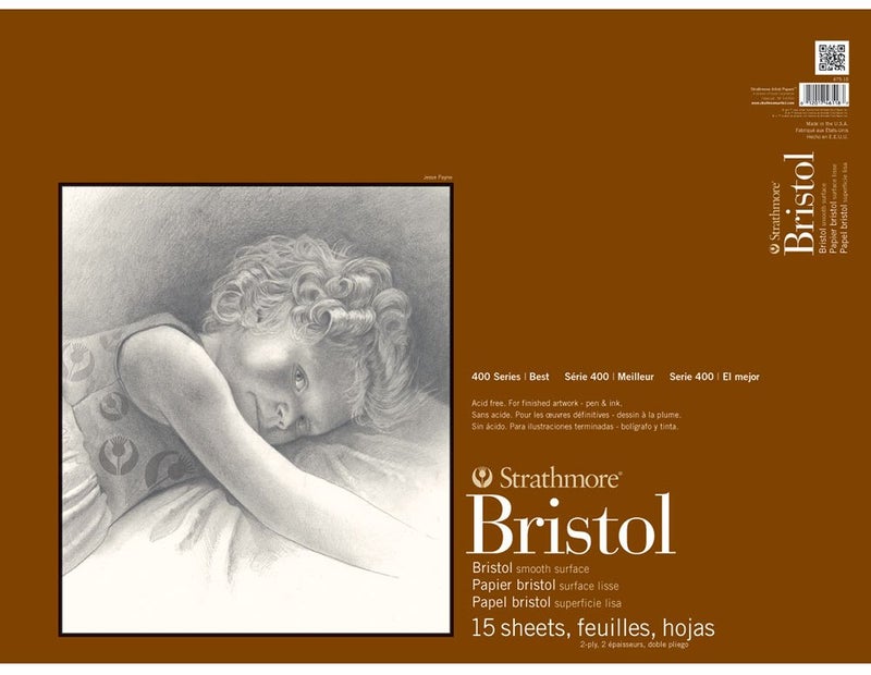Strathmore 400 Series Bristol, 2-Ply Smooth, 18"x24" Tape Bound, 15 Sheets - Image 1
